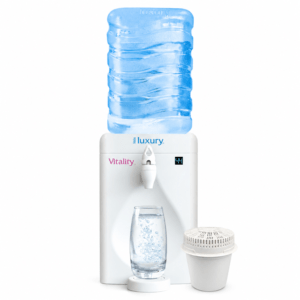 Little Luxury Vitality Mini Water Cooler with replacement water filter cartridge